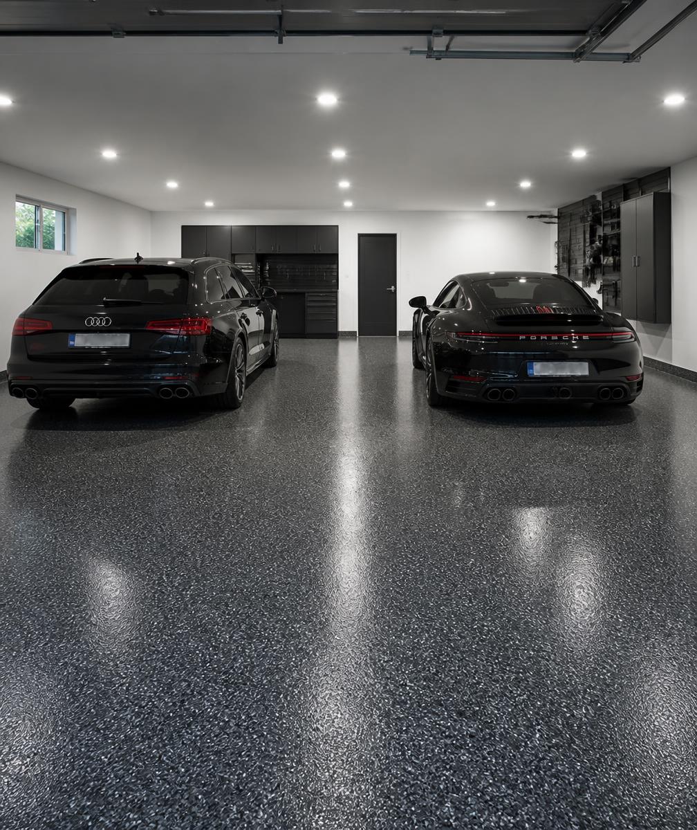 Doppelgarage mit FlakeWerk Boden